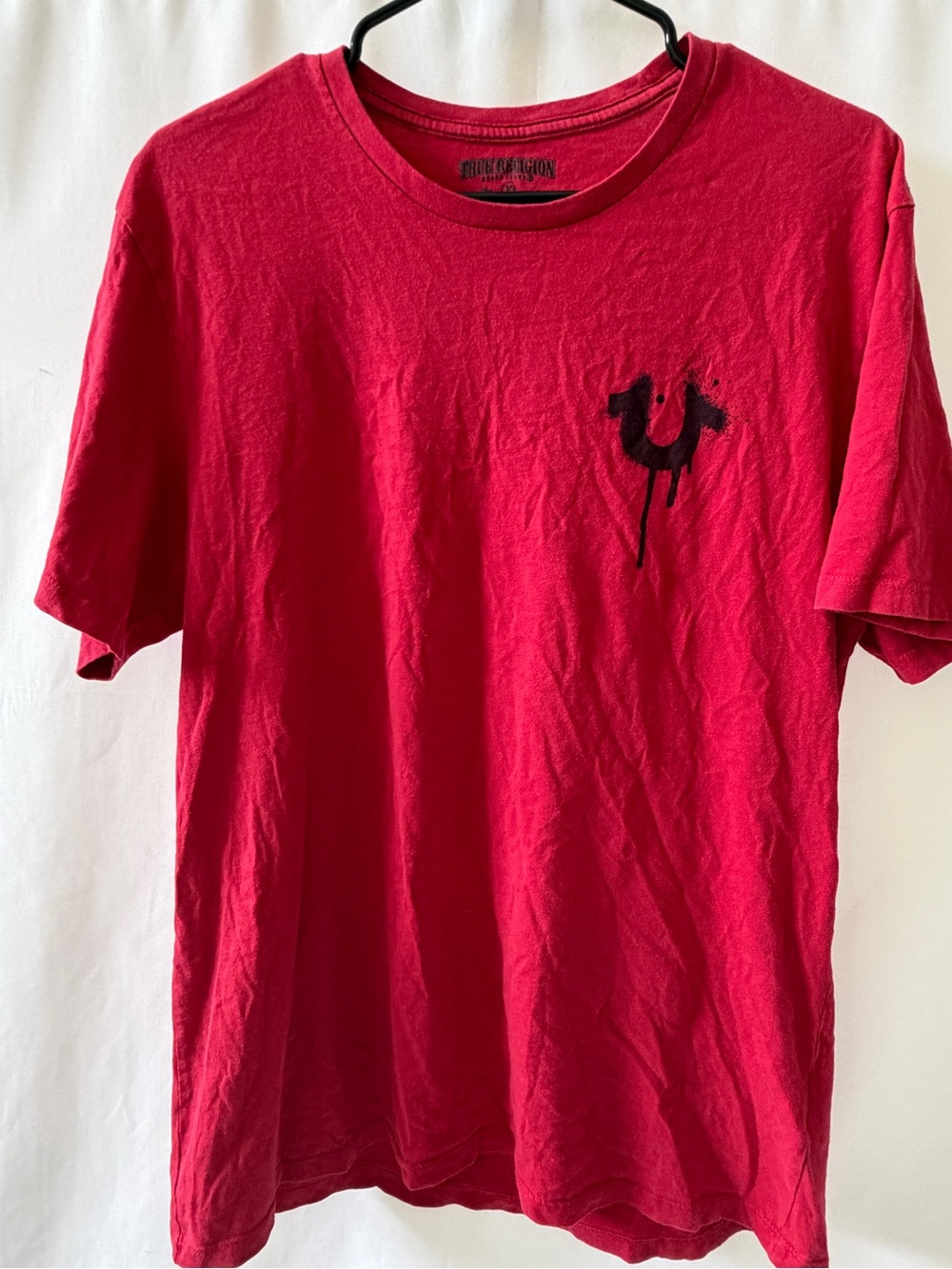 True Religion Large Red Buddha Guitar Graphic Tee
